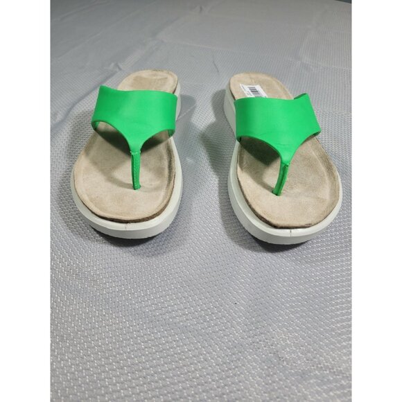 Ecco Women's Size 36 US 5  Green White Leather Thong Sandals Shoes (351) - Picture 3 of 9